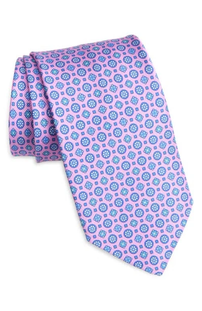 David Donahue Neat Silk Tie In Pink