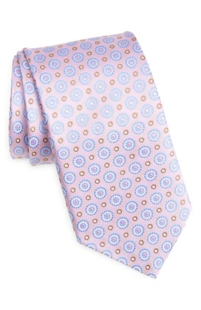 David Donahue Neat Silk Tie In Pink