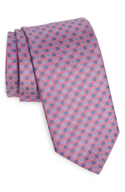 David Donahue Neat Silk Tie In Pink