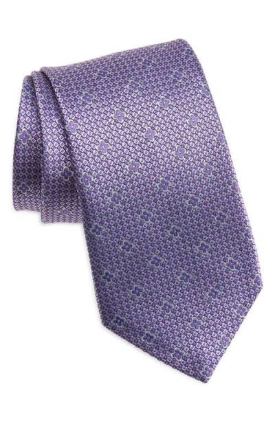 David Donahue Neat Silk Tie In Purple