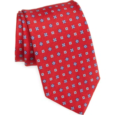 David Donahue Neat Silk Tie In Red
