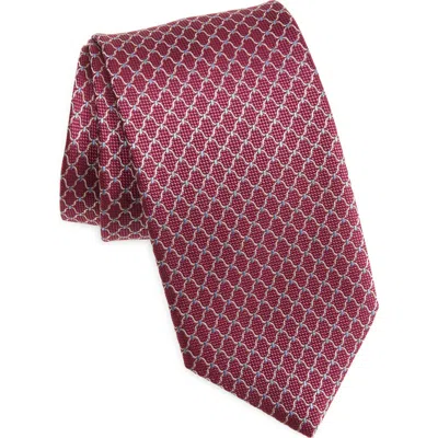 David Donahue Neat Silk Tie In Red