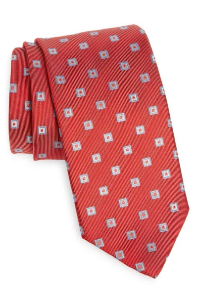 David Donahue Neat Silk Tie In Red