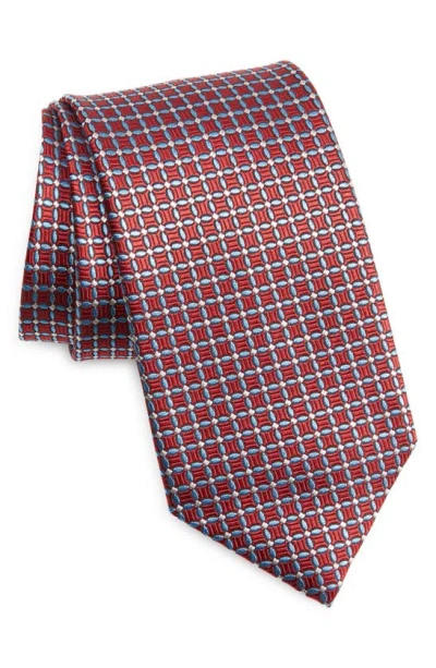 David Donahue Neat Silk Tie In Red