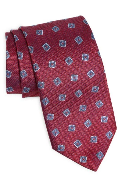 David Donahue Neat Silk Tie In Red