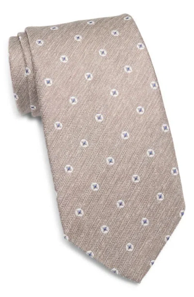 David Donahue Neat Silk Tie In Neutral