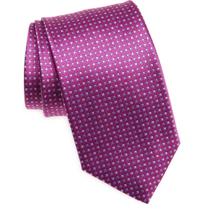 David Donahue Neat Square Silk Tie In Fuchsia