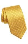 David Donahue Neat Square Silk Tie In Yellow