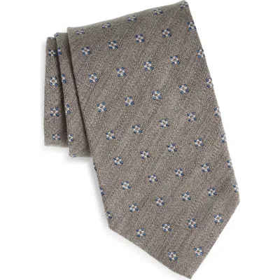 David Donahue Neat Wool, Silk & Cashmere Tie In Brown