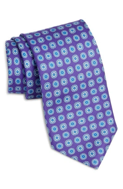 David Donahue Neat X-long Silk Tie In Blue