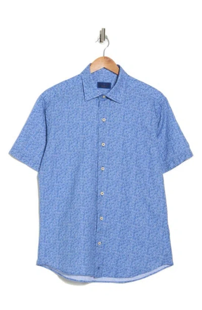 David Donahue Novelty Casual Short Sleeve Button-up Shirt In Navy