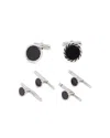 David Donahue Men's 3-pair Onyx & Sterling Silver Stud Cufflink In Silver
