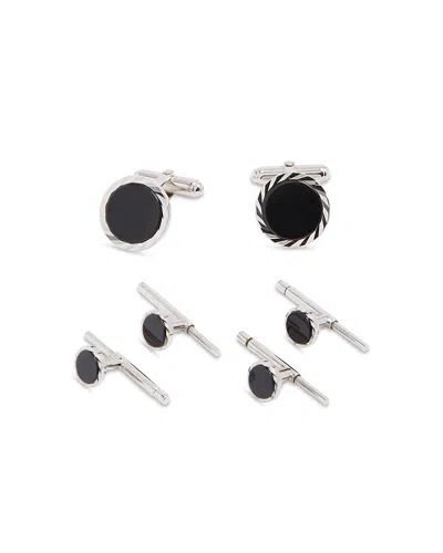 DAVID DONAHUE ONYX STUD AND CUFFLINK SET