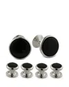 David Donahue Onyx Stud & Cufflinks Set In Black/silver