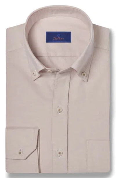 David Donahue Oxford Cotton Button-down Dress Shirt In Oatmeal