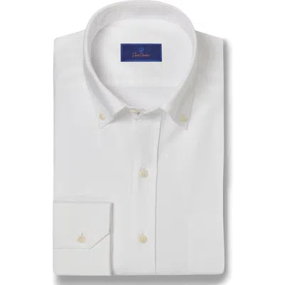 David Donahue Oxford Cotton Button-down Dress Shirt In White
