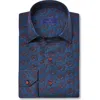 David Donahue Paisley Print Cotton Sport Shirt In Blue