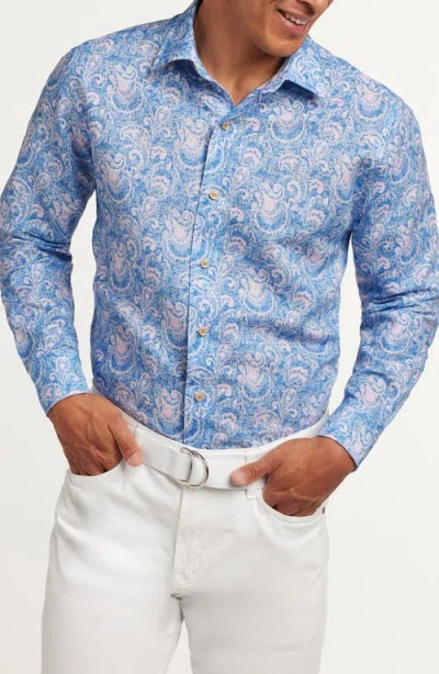 David Donahue Paisley Print Shirt In Blue