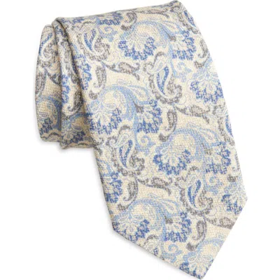 David Donahue Paisley Print Silk Tie In Gray