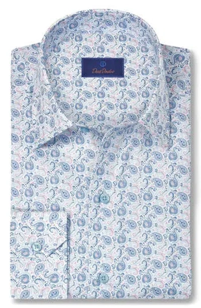 David Donahue Paisley Print Sport Shirt In Blue