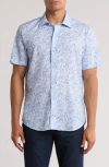 David Donahue Paisley Short Sleeve Sport Shirt In Blue