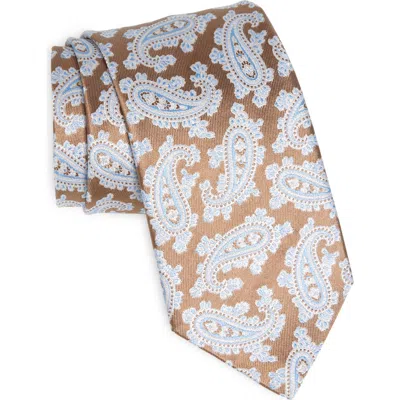 David Donahue Paisley Silk Tie In Sand