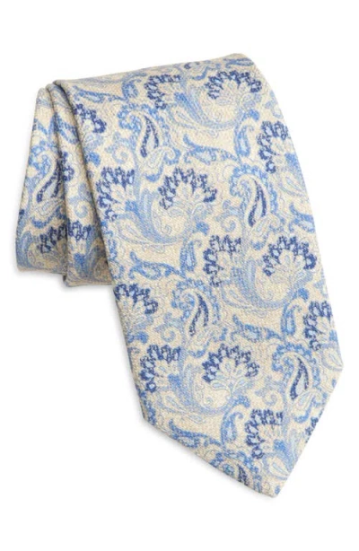 David Donahue Paisley Silk Tie In Blue