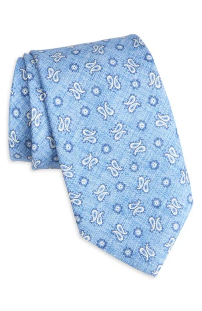 David Donahue Paisley Silk Tie In Blue