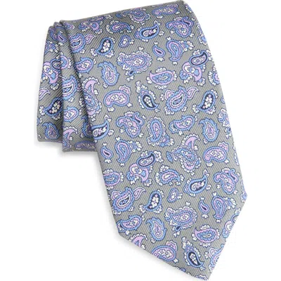David Donahue Paisley Silk Tie In Blue