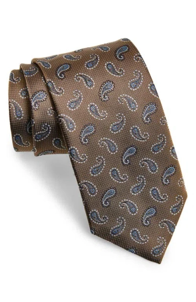 David Donahue Paisley Silk Tie In Brown