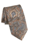David Donahue Paisley Silk Tie In Brown