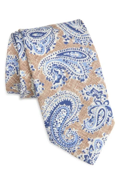 David Donahue Paisley Silk Tie In Neutral