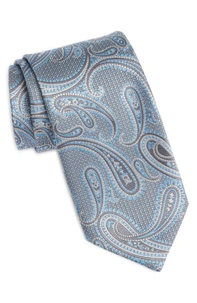 David Donahue Paisley Silk Tie In Charcoal