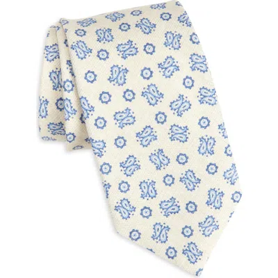 David Donahue Paisley Silk Tie In Ecru