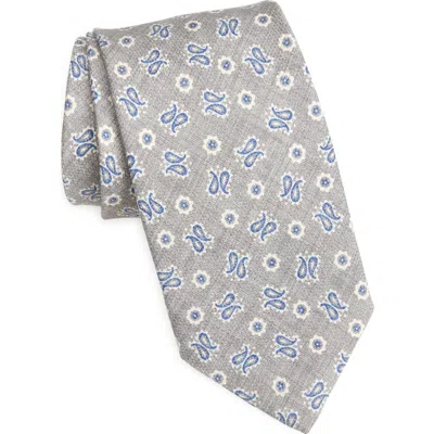 David Donahue Paisley Silk Tie In Gray