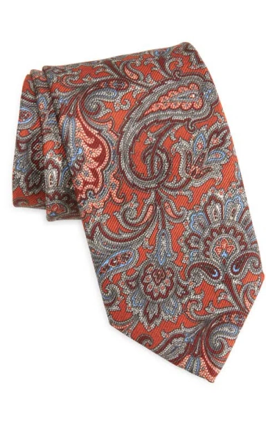 David Donahue Paisley Silk Tie In Multi