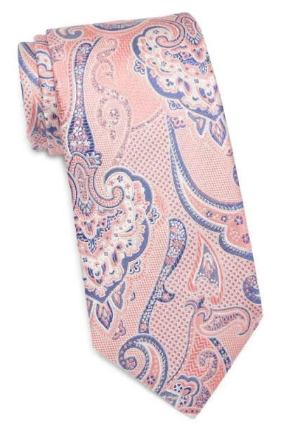 David Donahue Paisley Silk Tie In Pink
