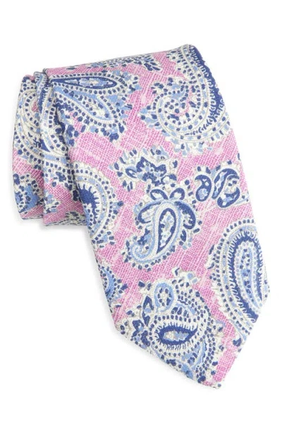David Donahue Paisley Silk Tie In Pink