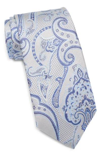 David Donahue Paisley Silk Tie In Blue