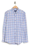 David Donahue Plaid Cotton Button-up Shirt In Blue/ Purple