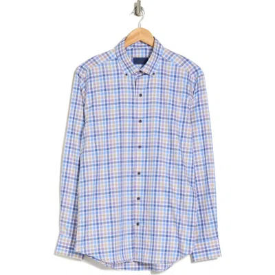 David Donahue Plaid Cotton Button-up Shirt In Blue/purple