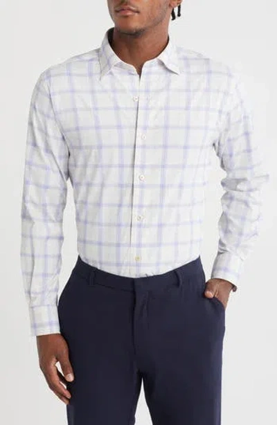 David Donahue Plaid Performance Sport Shirt In White