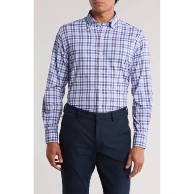 David Donahue Plaid Performance Sport Shirt In Blue