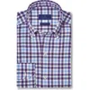 David Donahue Plaid Performance Stretch Button-up Shirt In Blue/purp
