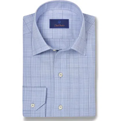 David Donahue Plaid Pima Cotton Dobby Dress Shirt In Sky