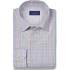 David Donahue Plaid Pima Cotton Dobby Dress Shirt In Sky/dune