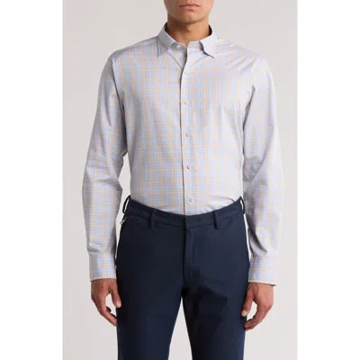 David Donahue Plaid Pima Cotton Dobby Shirt In Blue