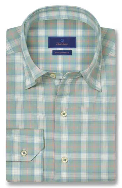 David Donahue Plaid Print Performance Sport Shirt