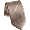 David Donahue Polka Dot Silk Tie In Brown