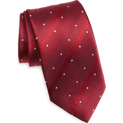 David Donahue Polka Dot Silk Tie In Red